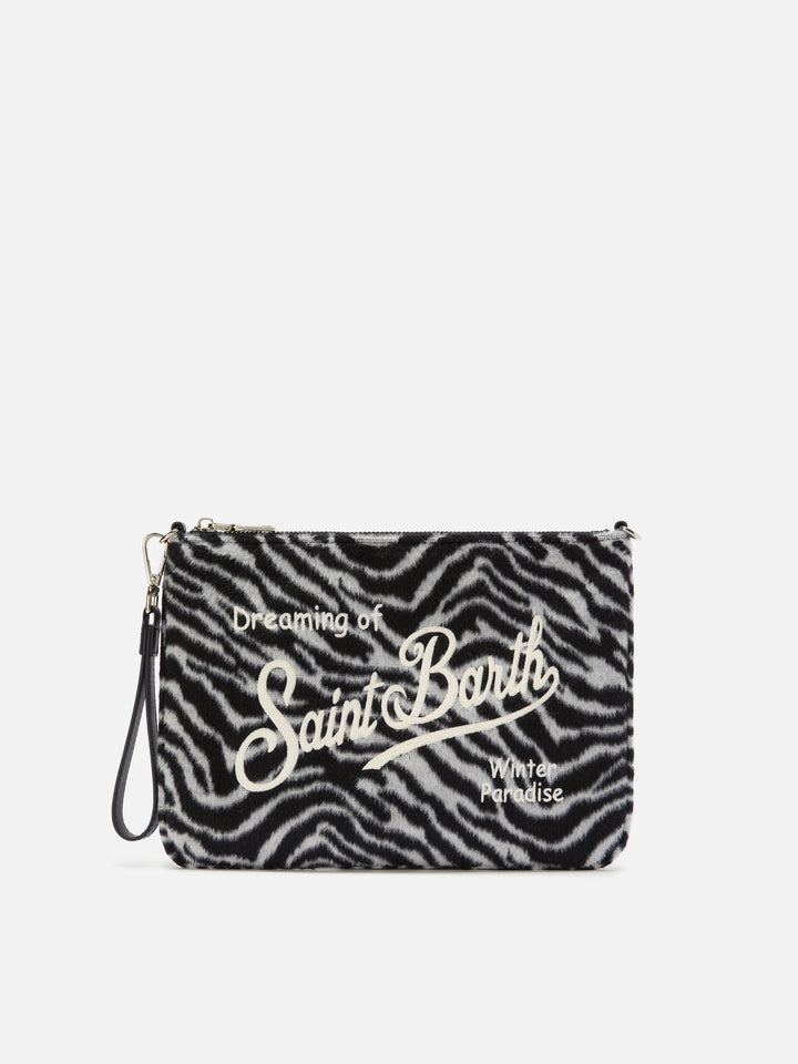 Borsa crossbody Parisienne Felt in misto lana zebrata