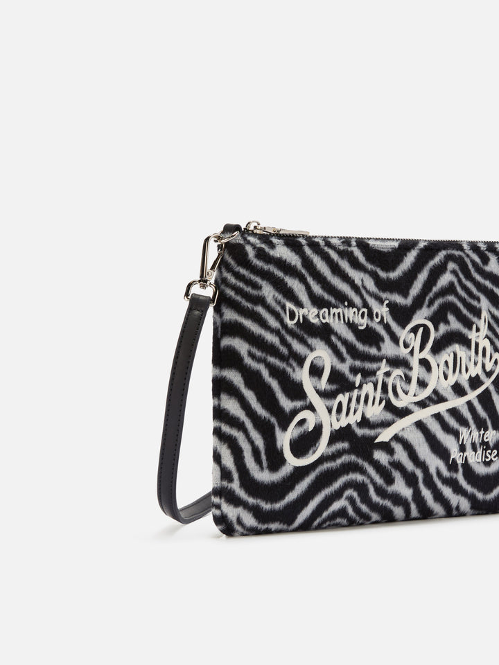 Borsa crossbody Parisienne Felt in misto lana zebrata