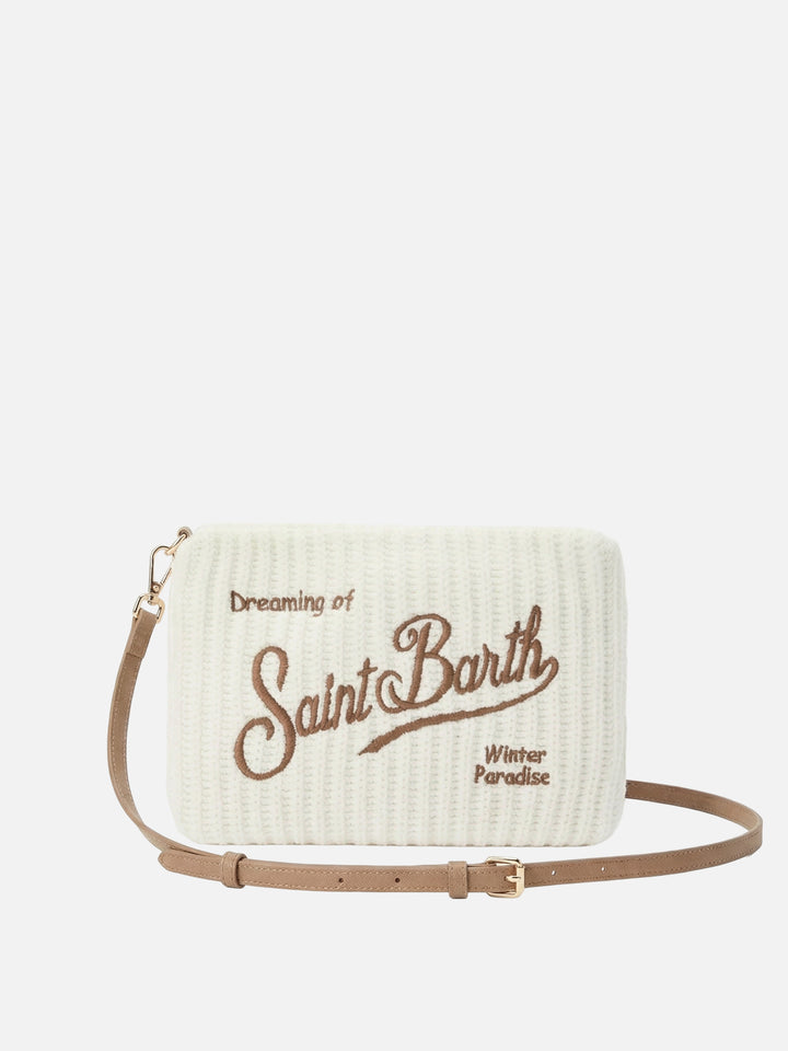 Parisienne Wool Rib Crossbody Bag in white ribbed wool blend