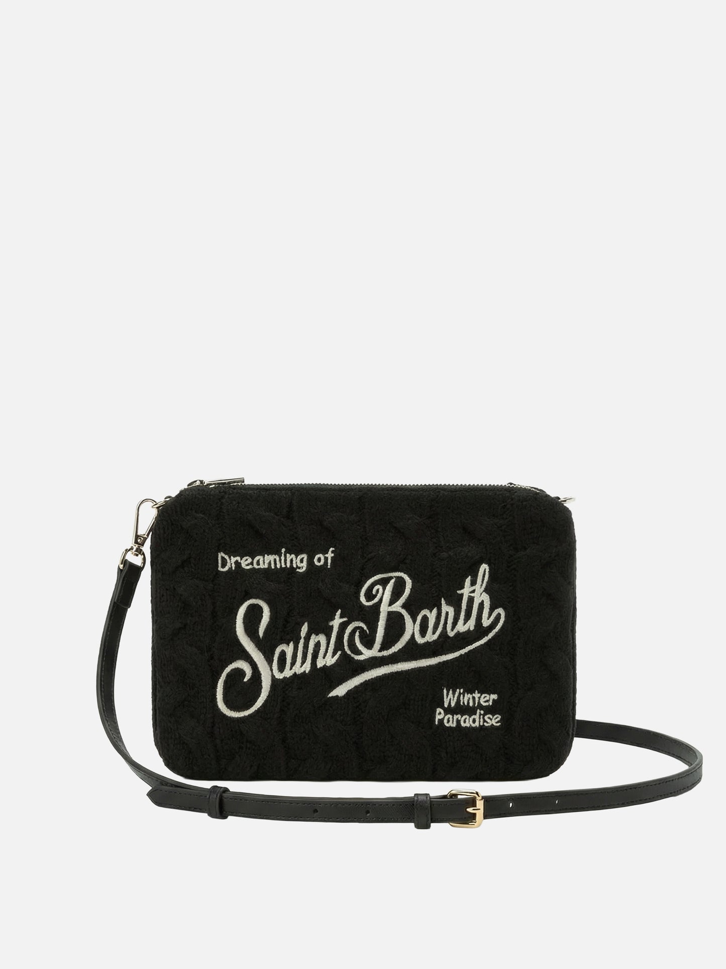 Borsa crossbody Parisienne Wool Braid in misto lana a trecce nera