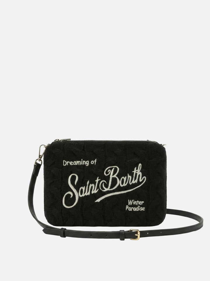 Borsa crossbody Parisienne Wool Braid in misto lana a trecce nera