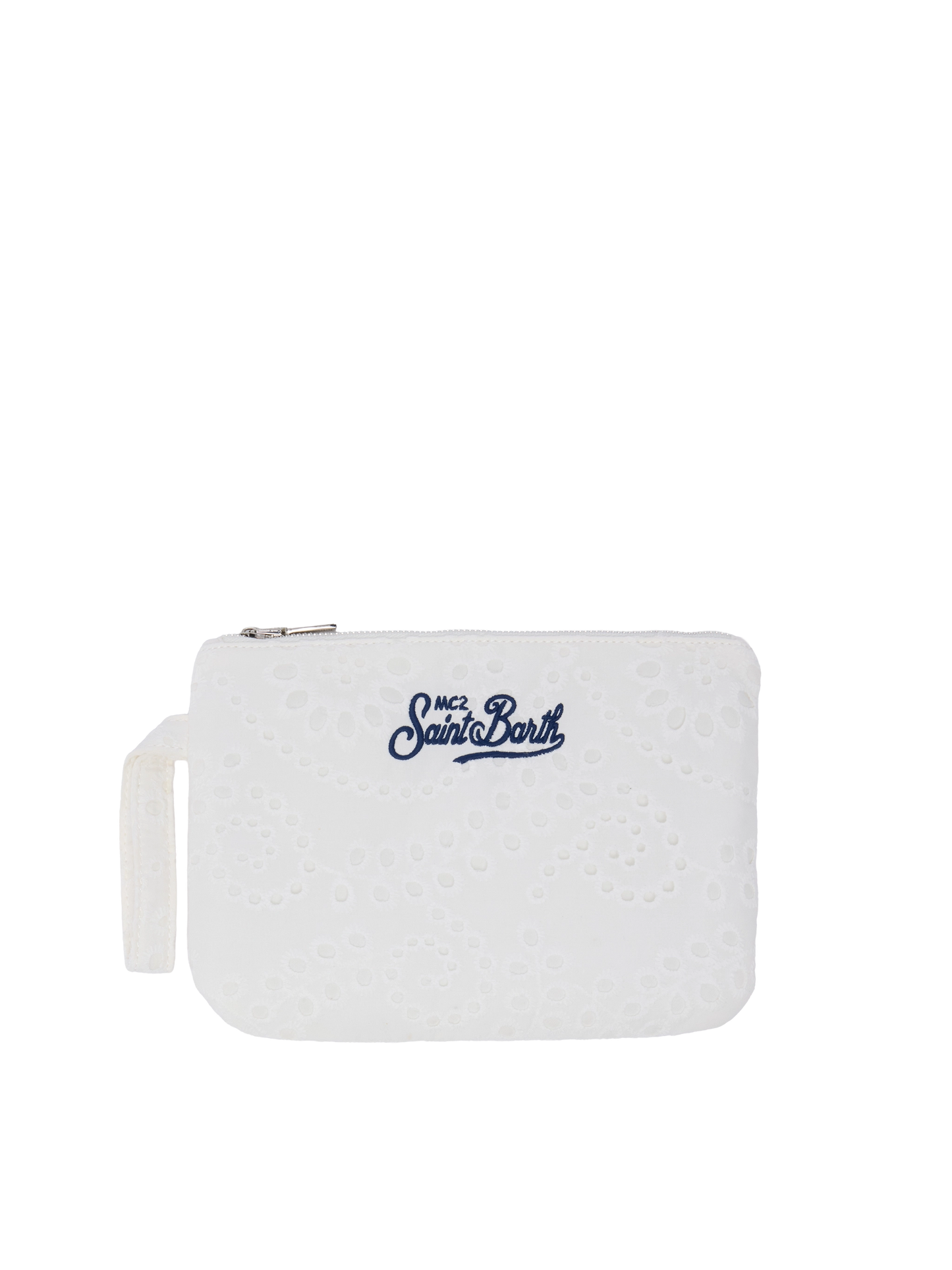 White Sangallo lace Pareasy pochette with Saint Barth logo embroidery - MC2 Saint Barth