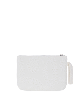 White Sangallo lace Pareasy pochette with Saint Barth logo embroidery - MC2 Saint Barth