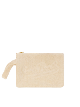 Beige Pareasy pochette with jacquard Saint Barth logo - MC2 Saint Barth