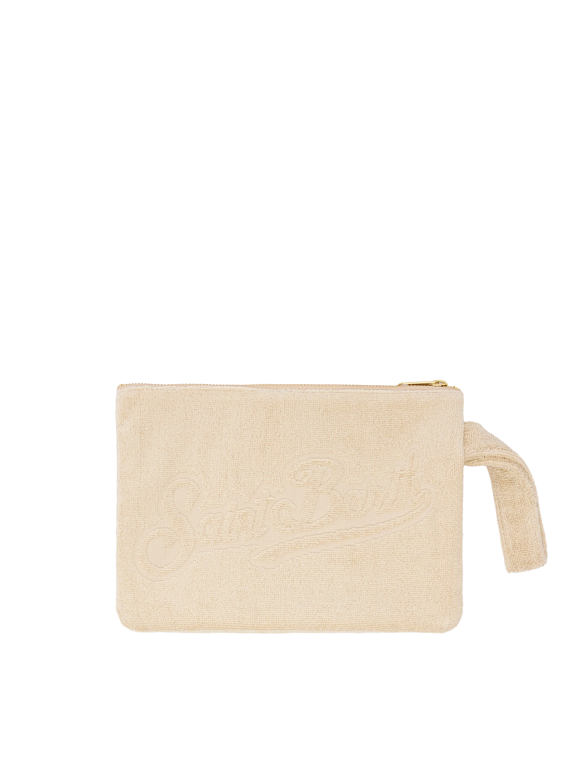 Beige Pareasy pochette with jacquard Saint Barth logo - MC2 Saint Barth