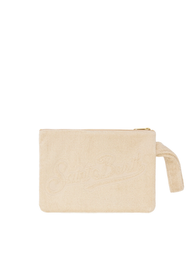 Beige Pareasy pochette with jacquard Saint Barth logo - MC2 Saint Barth