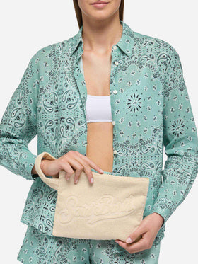 Beige Pareasy pochette with jacquard Saint Barth logo - MC2 Saint Barth