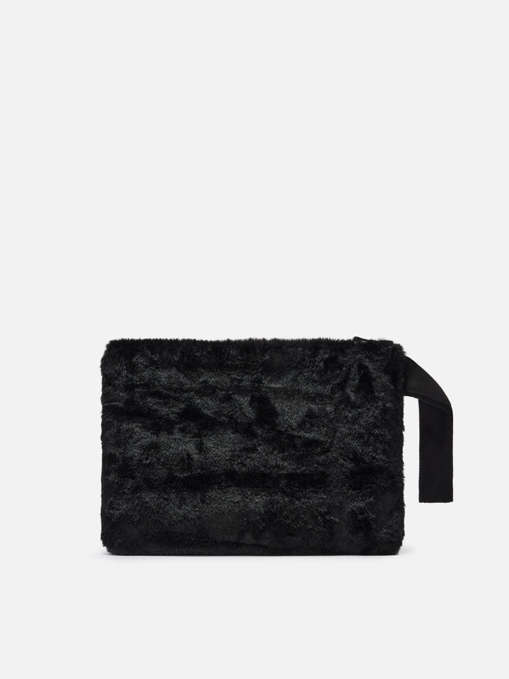 Pochette Pareasy in faux fur nero