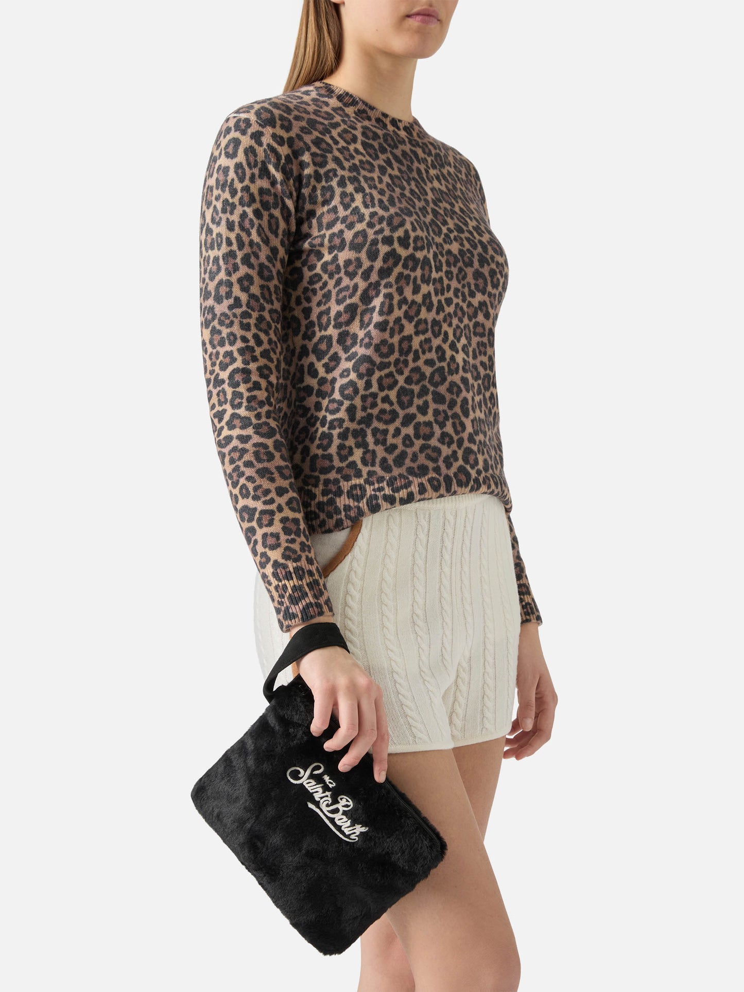 Pochette Pareasy in faux fur nero