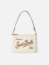 Pouch bianca Mini Parisienne con ricamo Saint Barth