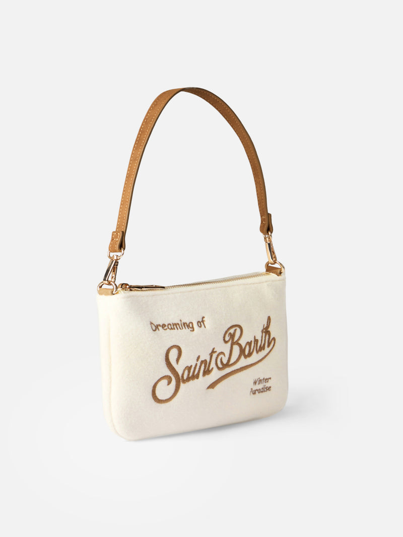 White pouch Mini Parisienne with Saint Barth embroidery