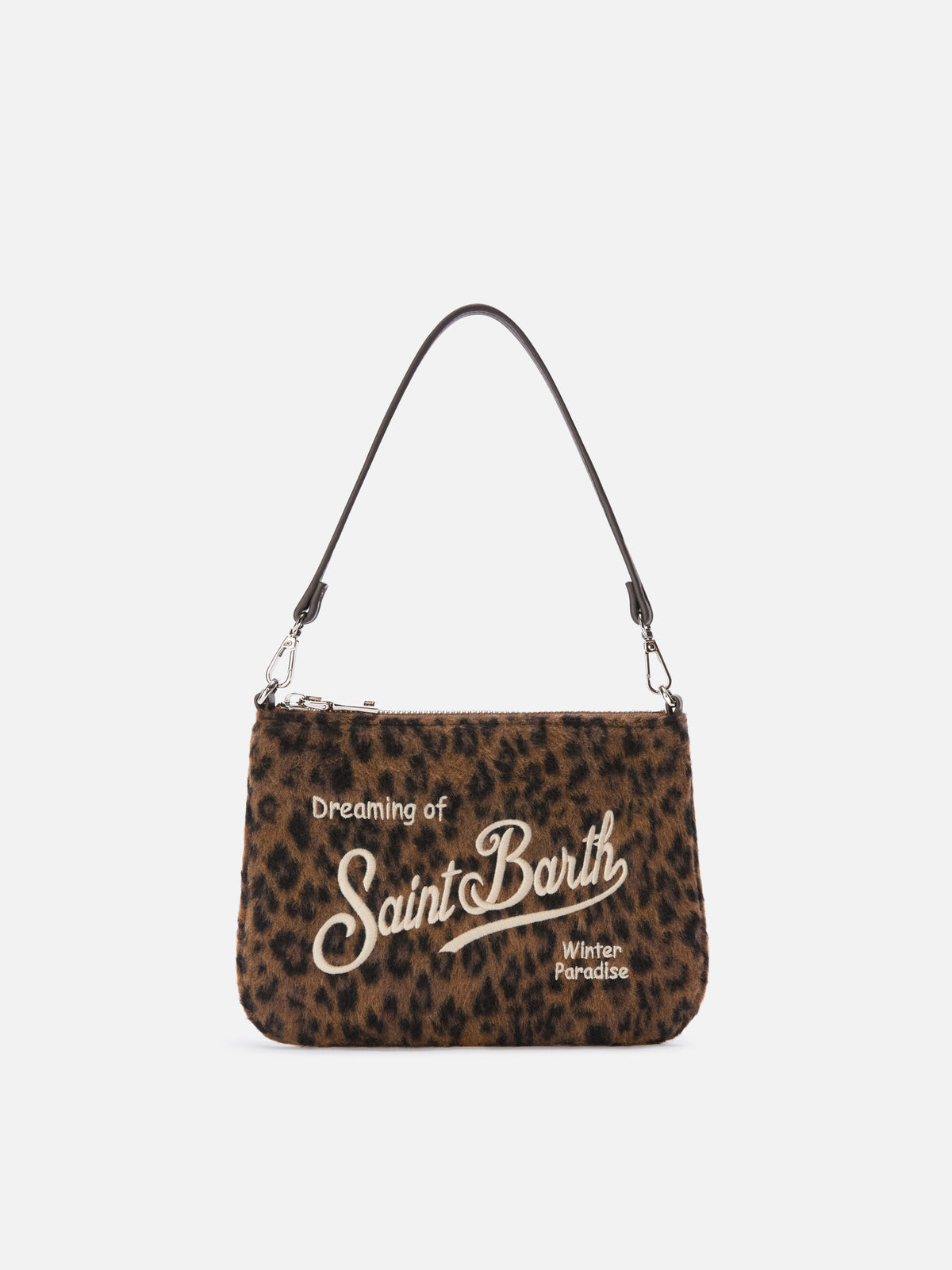 Borsa a spalla Mini Parisienne in feltro con stampa leopardata