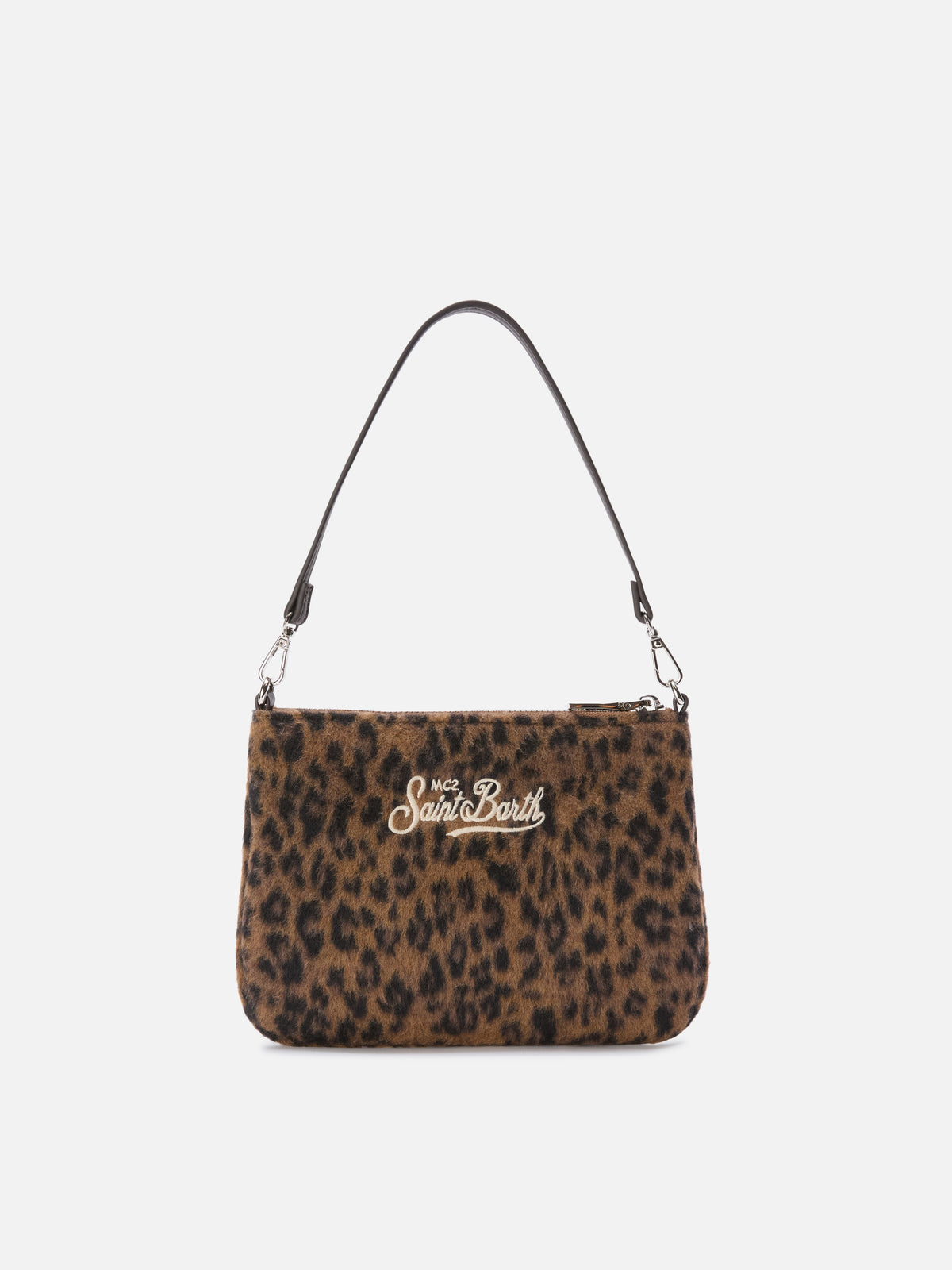 Borsa a spalla Mini Parisienne in feltro con stampa leopardata