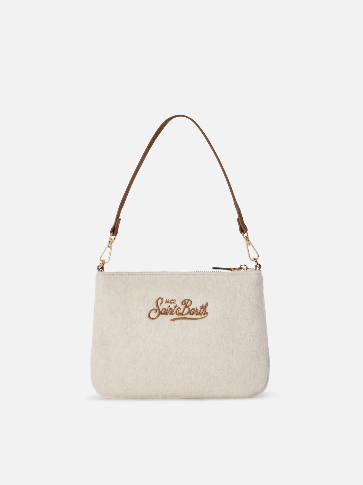 Bolso de hombro de fieltro Off white Mini Parisienne con bordado del logo 