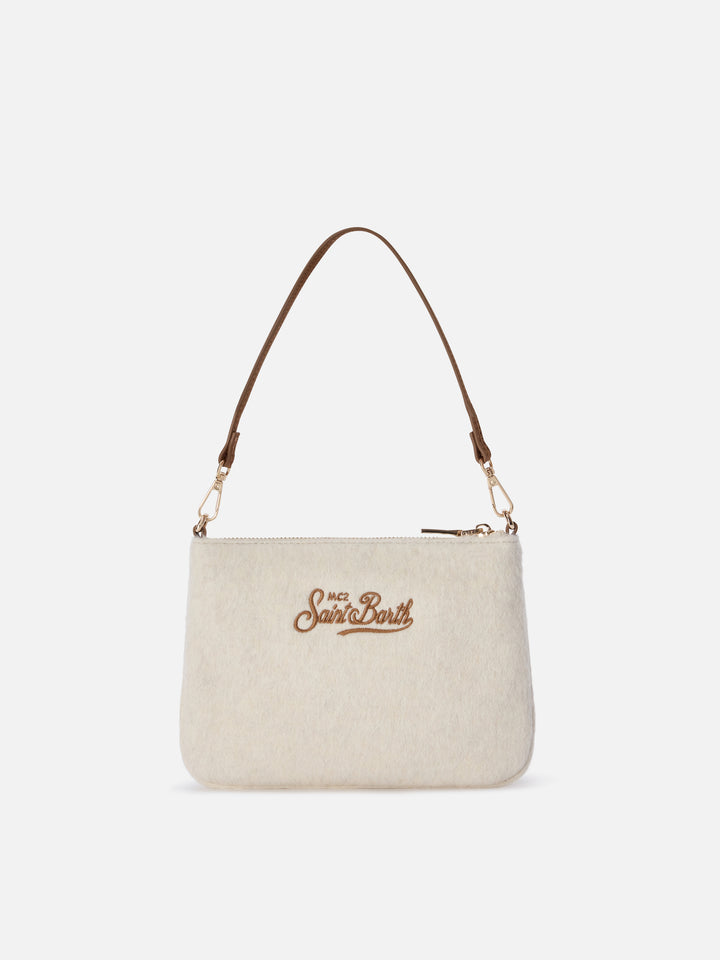 Off white Mini Parisienne felt shoulder bag with logo embroidery