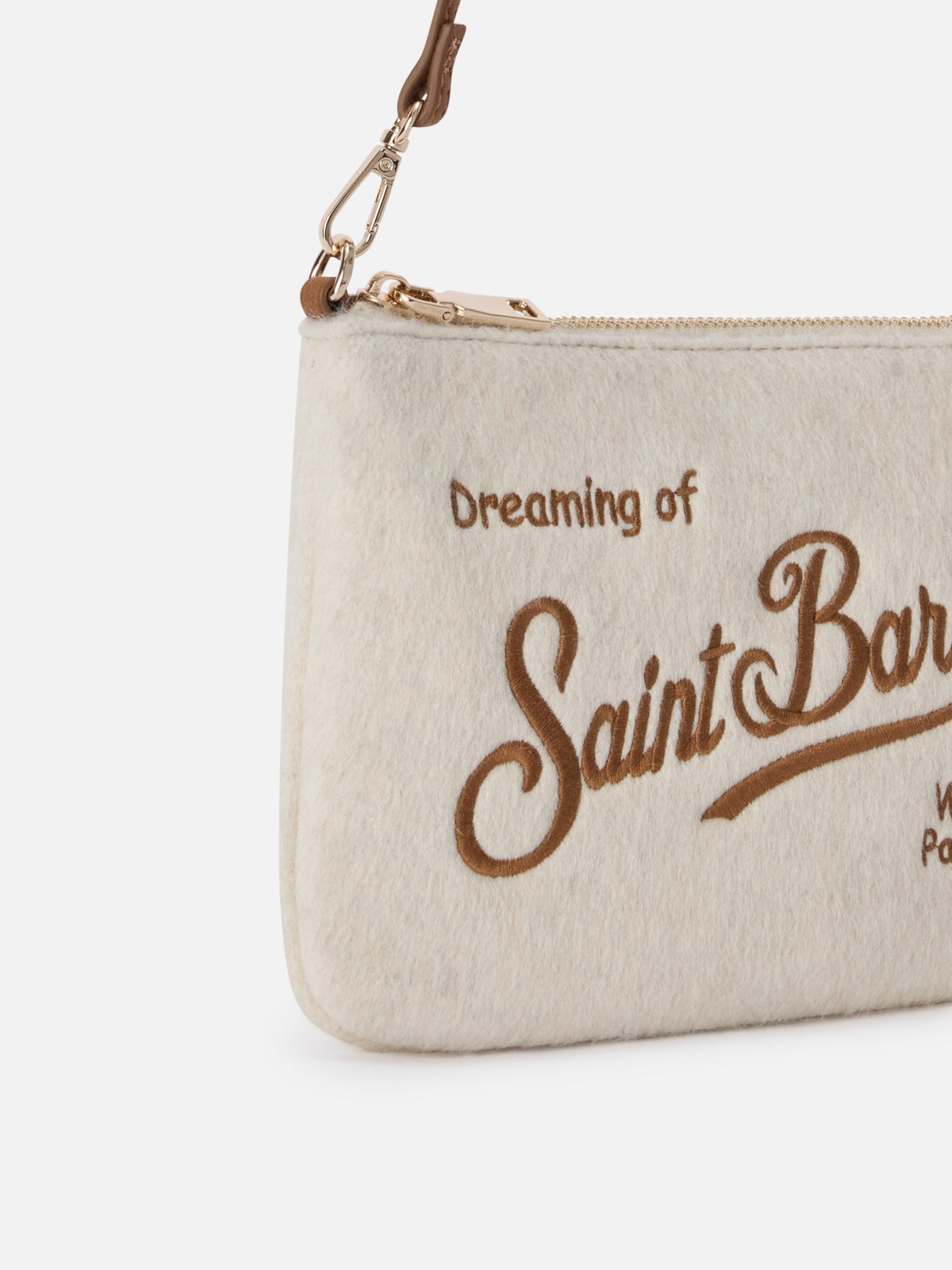 Bolso de hombro de fieltro Off white Mini Parisienne con bordado del logo 