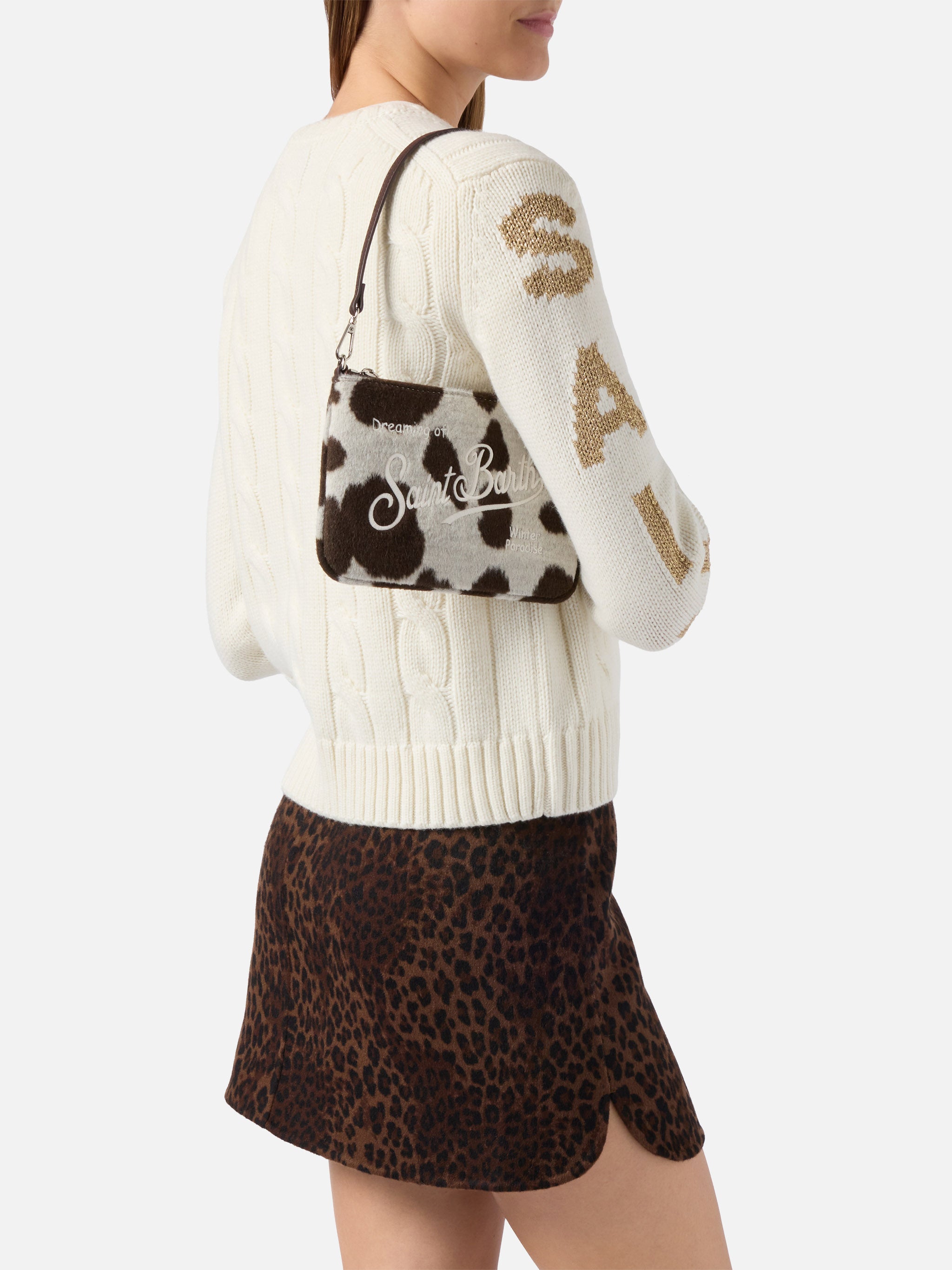 Parisienne Mini Shoulder Bag in cow-print wool blend – MC2 Saint Barth