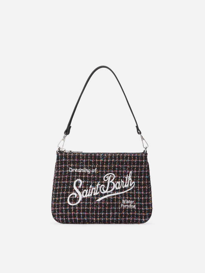 Borsetta a spalla Parisienne Mini Tweed nera shiny
