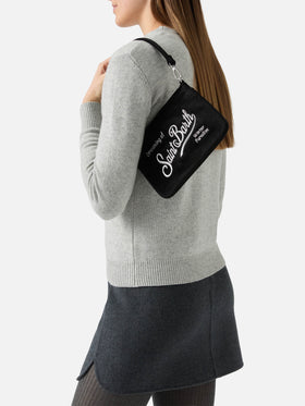 Borsetta a spalla Parisienne Mini Velvet nera