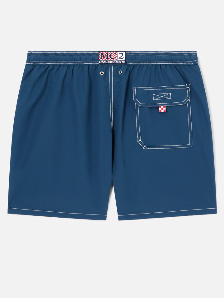 Hellblaue, mittellange, klassische Badehose von Patmos