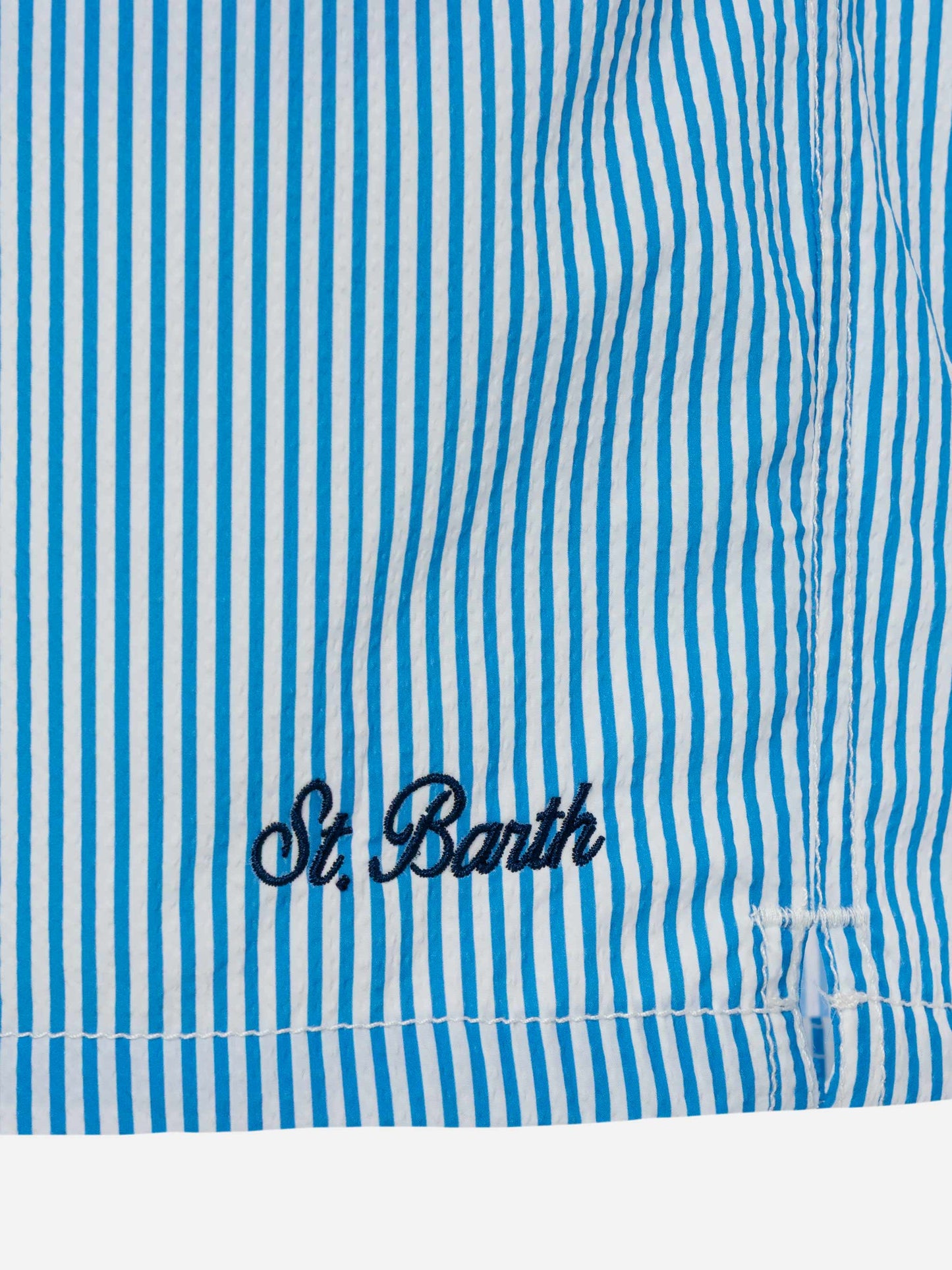 Seersucker bluette striped classic light swim shorts Patmos - MC2 Saint Barth