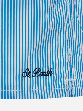 Seersucker bluette striped classic light swim shorts Patmos - MC2 Saint Barth