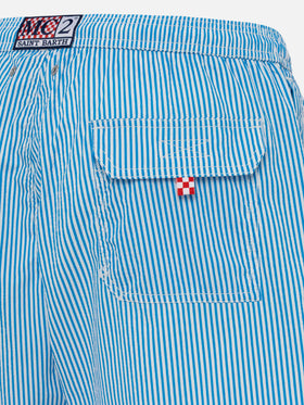 Seersucker bluette striped classic light swim shorts Patmos - MC2 Saint Barth