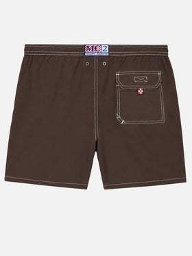 Short de bain classique léger mi-long camel Patmos 