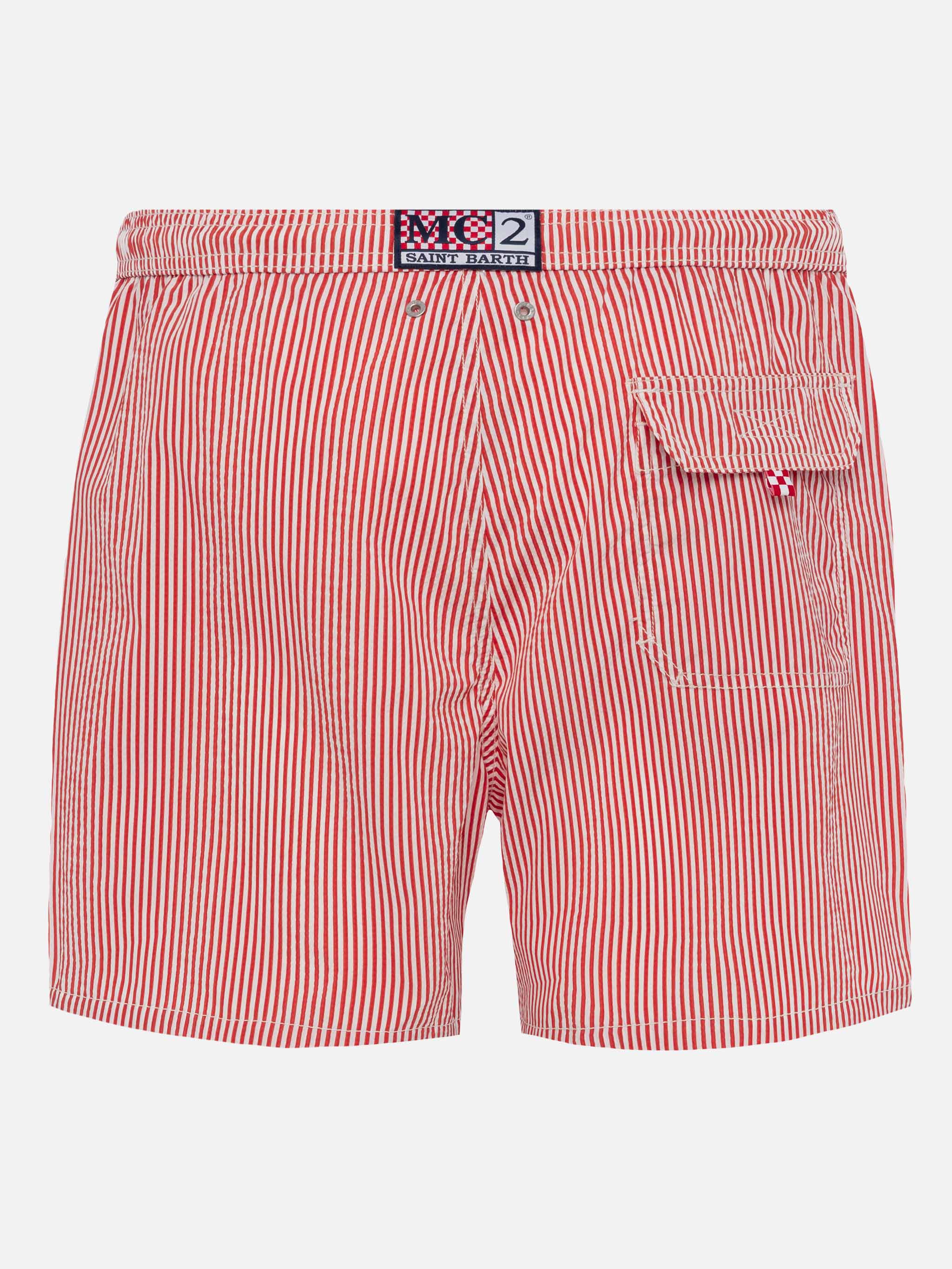 Seersucker red striped classic light swim shorts Patmos – MC2