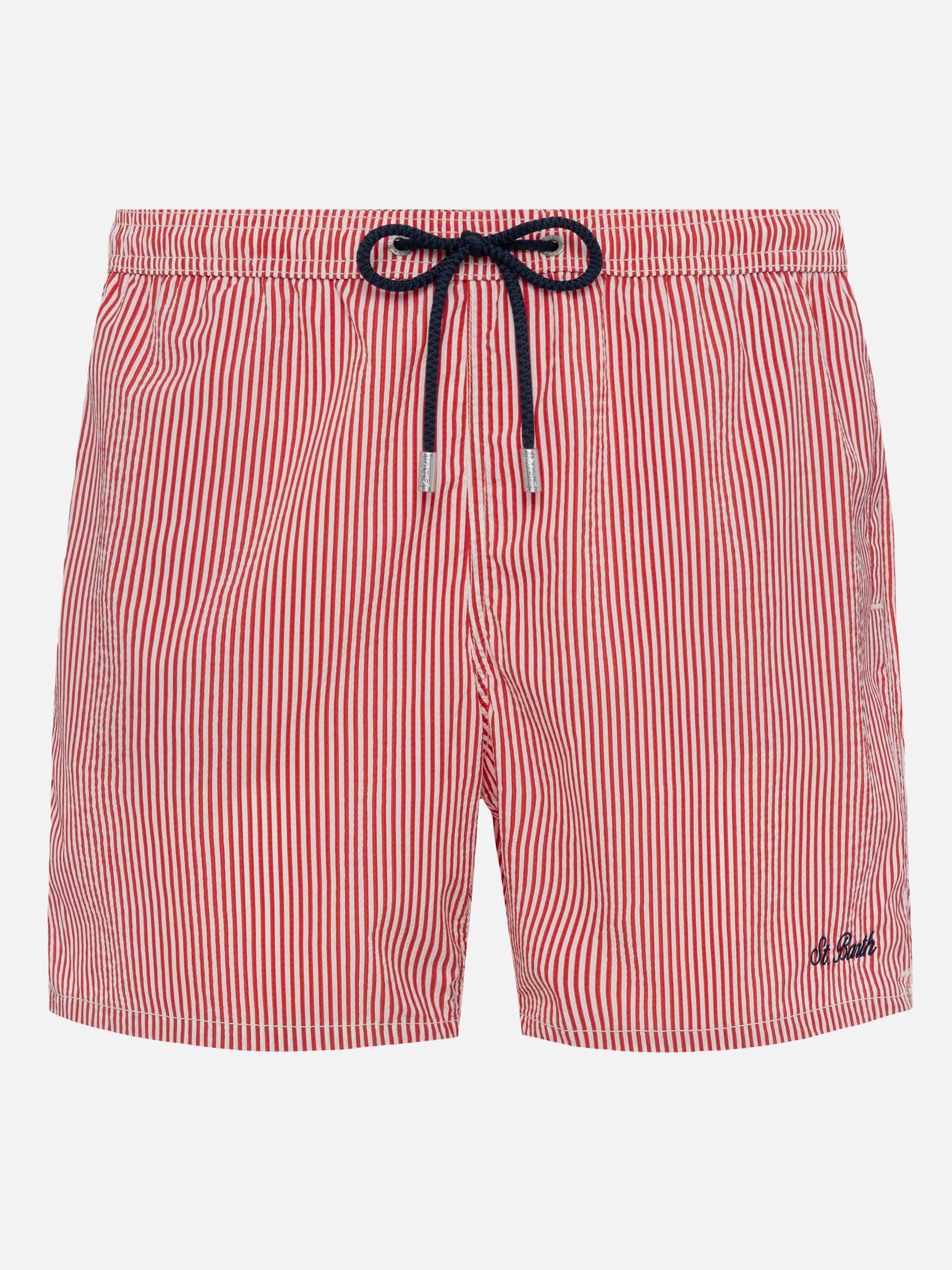 Seersucker red striped classic light swim shorts Patmos – MC2