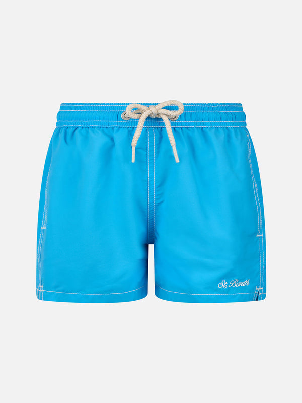 Boy aqua blue mid-length swim shorts Patmos Jr