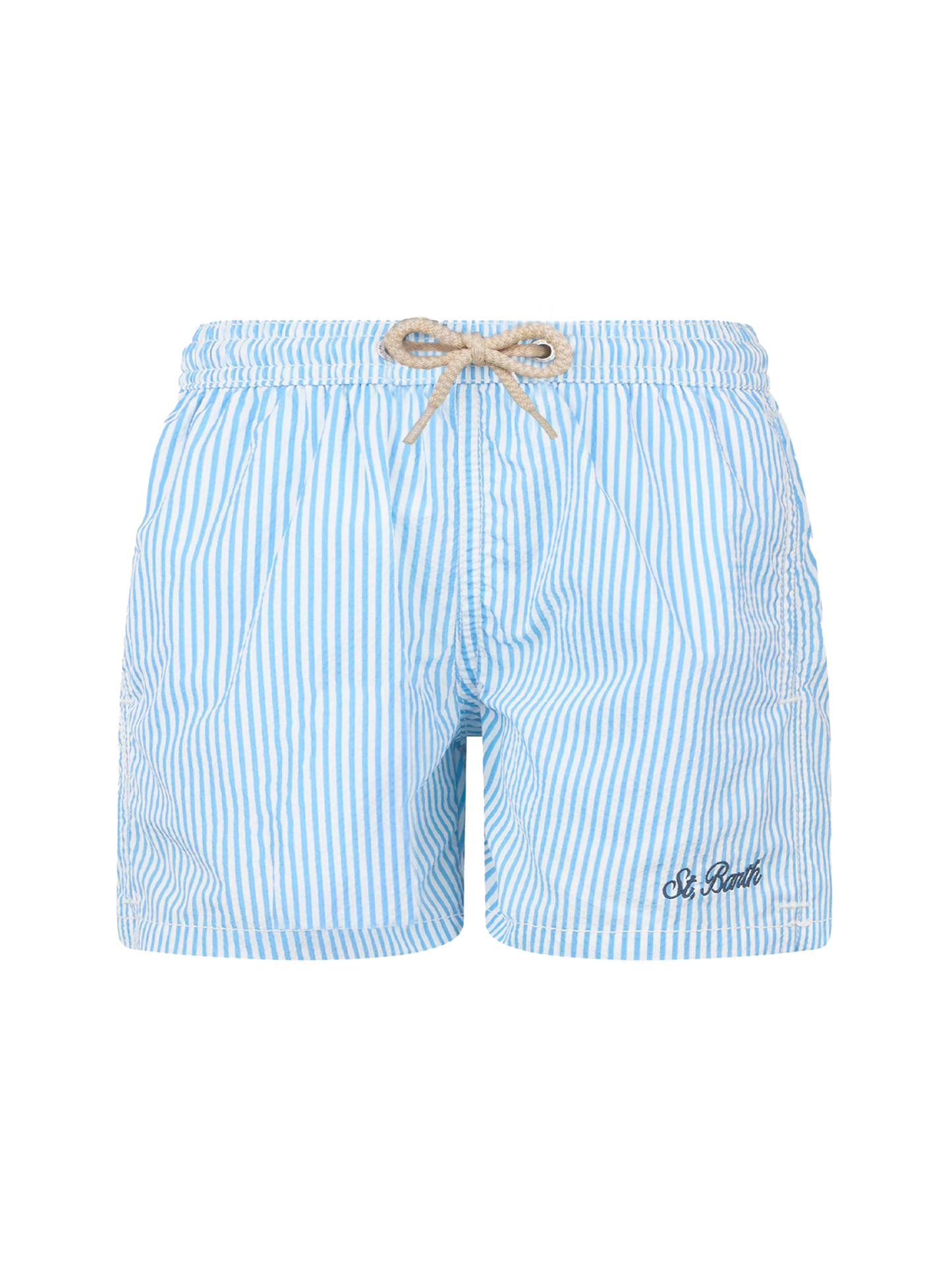 Patmos Jr gestreifte mittellange Seersucker-Badeshorts