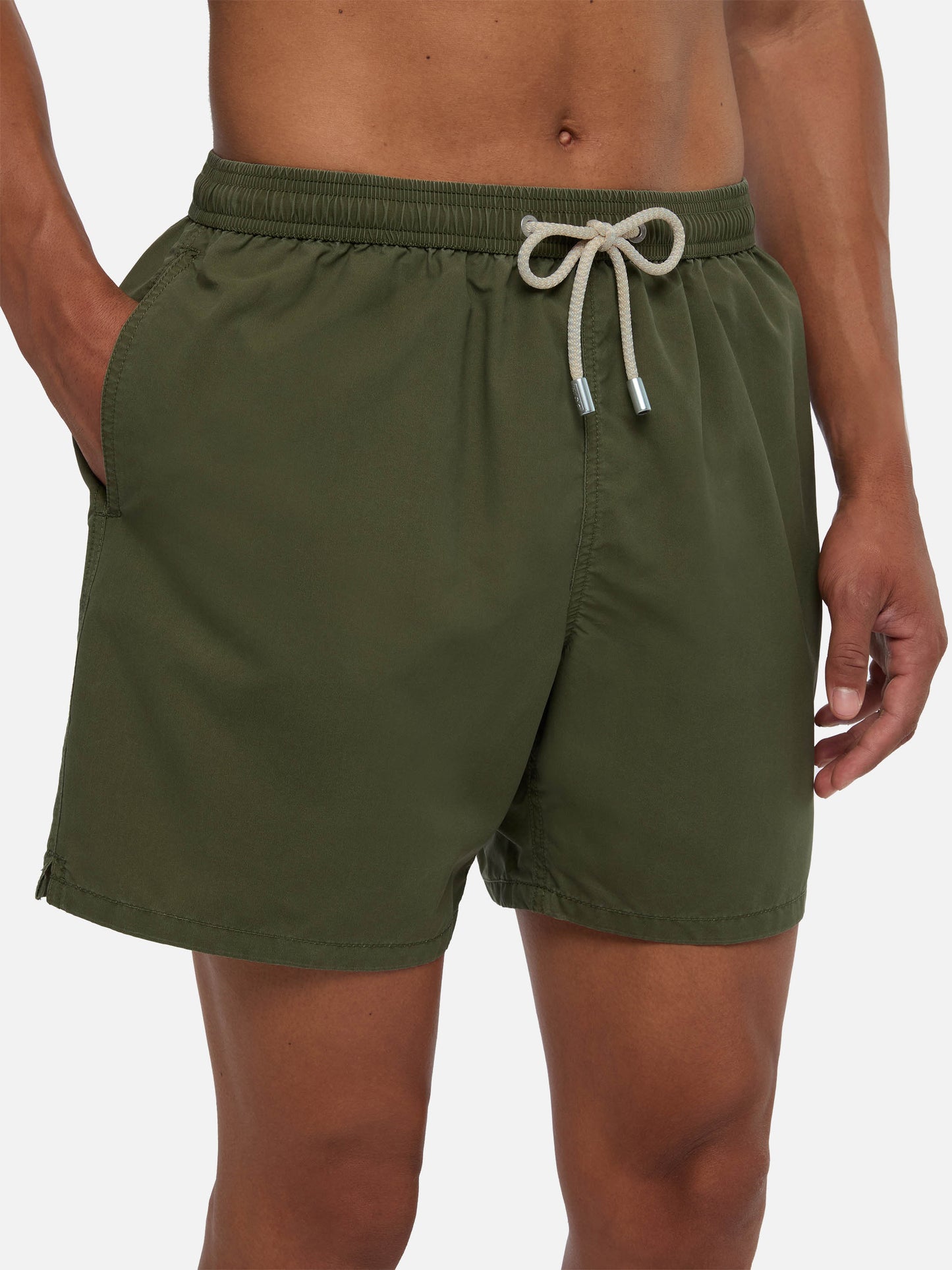 Vintage militärgrüne mittellange Badeshorts Patmos Used