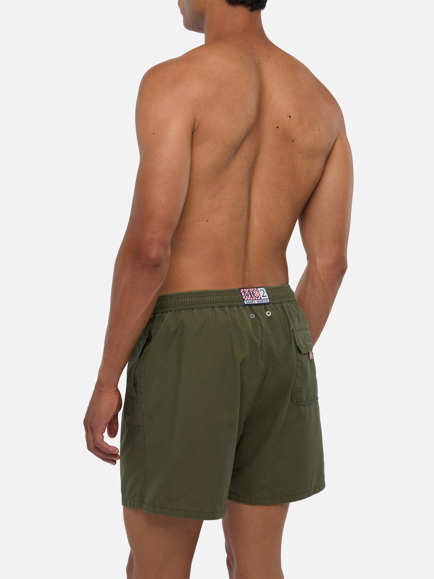 Vintage militärgrüne mittellange Badeshorts Patmos Used