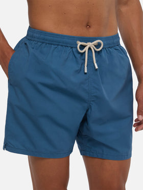 Bañador Patmos en azul marino blue con efecto desgastado y bordado del logo 