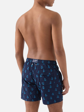 Patmos swim shorts in blue with all-over anchor print