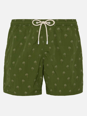 Mittellange Badeshorts Patmos The Riviera mit Palmen-Jacquard