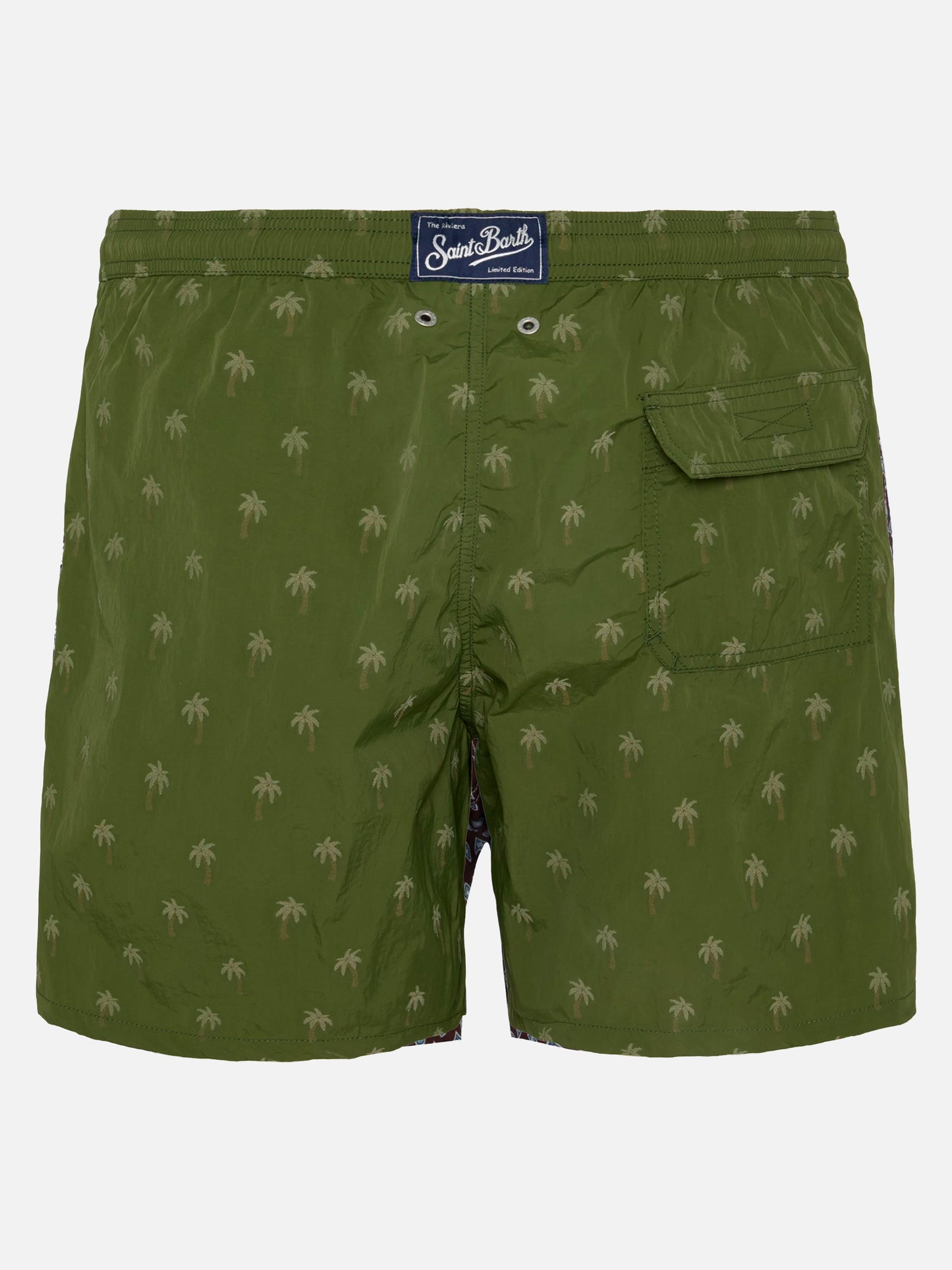 Mittellange Badeshorts Patmos The Riviera mit Palmen-Jacquard