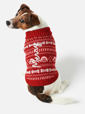 Hundepullover mit Merry-Stickerei