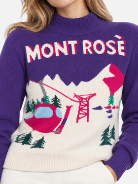 Peak purple sweater with Mont Rosè postcard