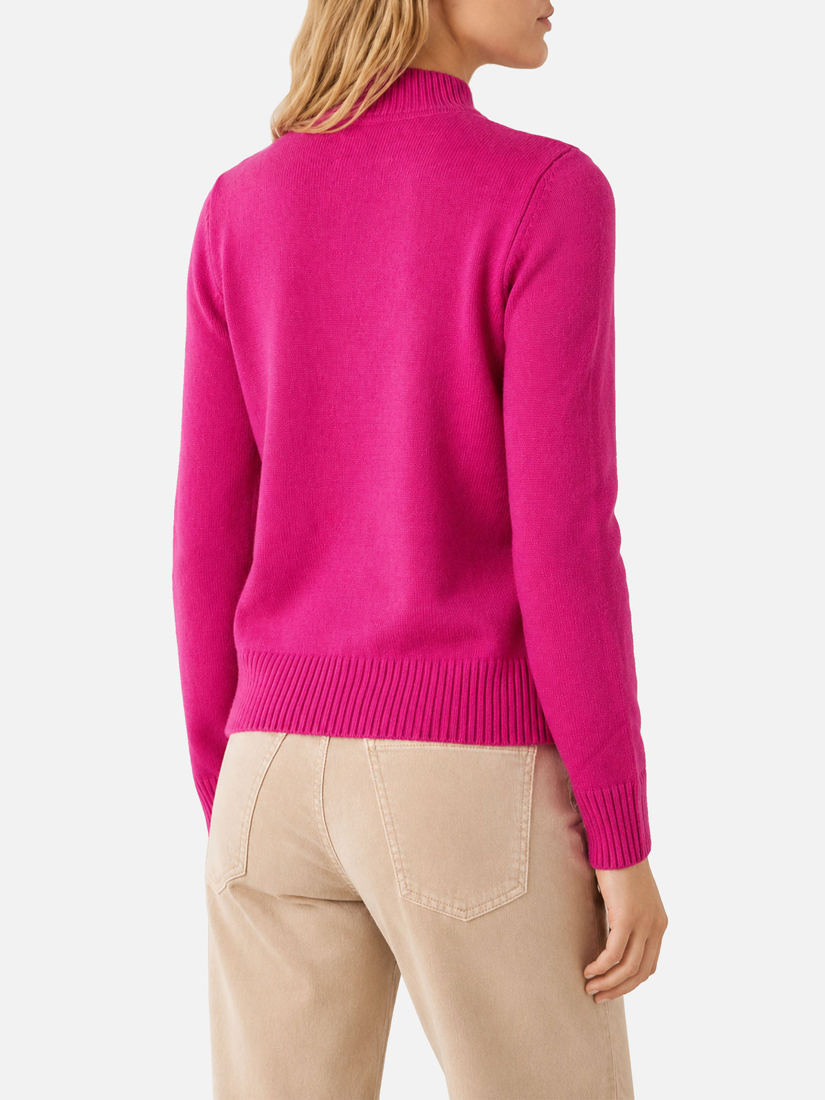 Maglione Peak fucsia con stampa Cortina