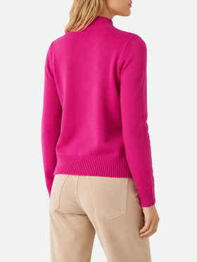 Maglione Peak fucsia con stampa Cortina