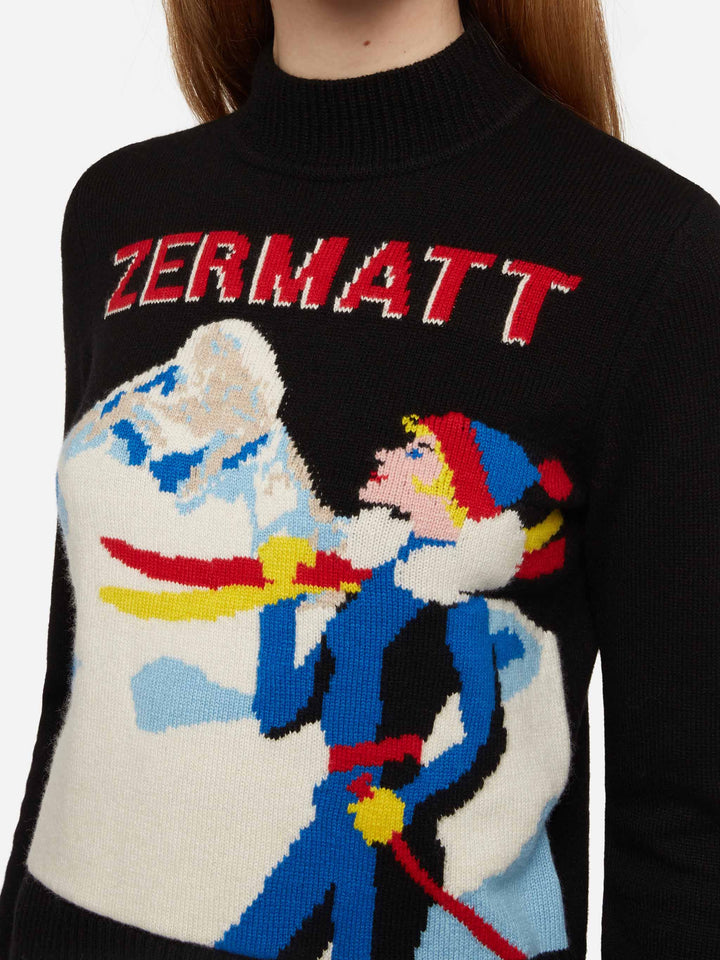 Maglione girocollo New Queen con jacquard cartolina Zermatt