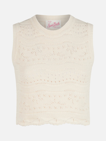 Peach white cotton knit top – MC2 Saint Barth