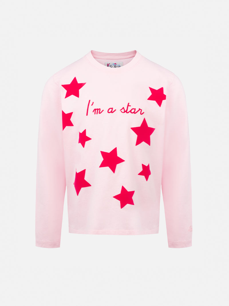 Rosa Langarm-T-Shirt Penny für Mädchen mit „I’m a star“-Stickerei