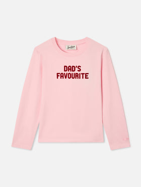 Pink Penny cotton long sleeve t-shirt with Dad's Favourite flock print