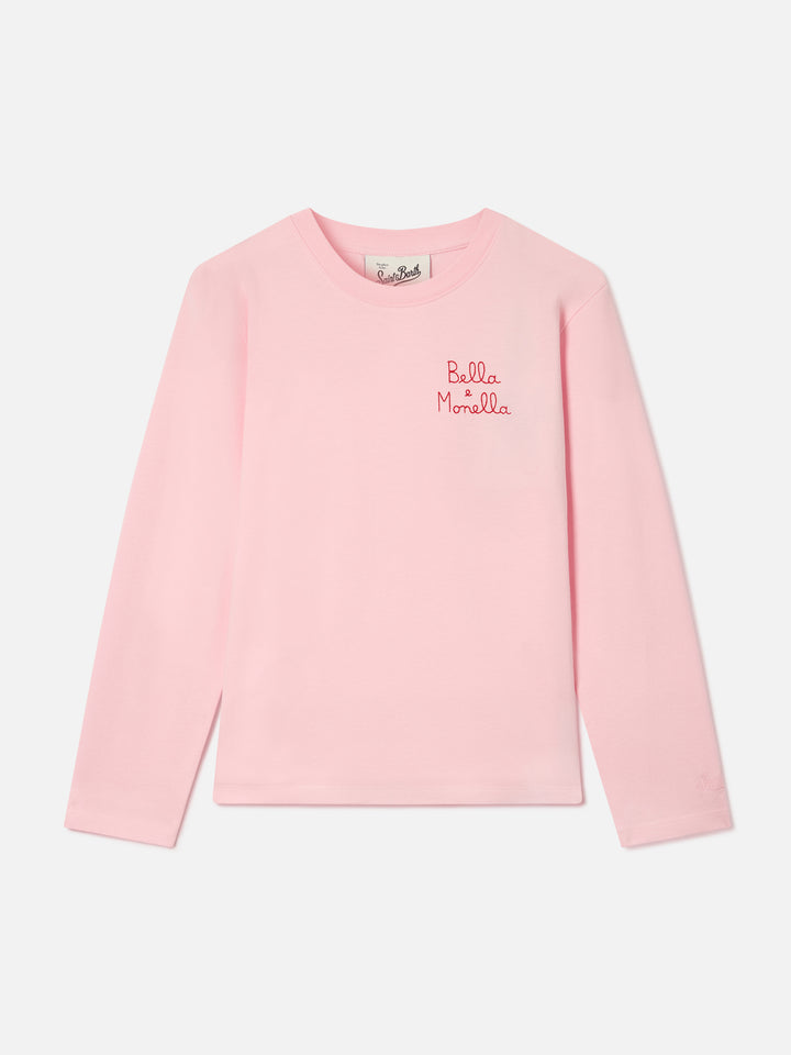 Pink Penny cotton long sleeve t-shirt with Bella E Monella embroidery