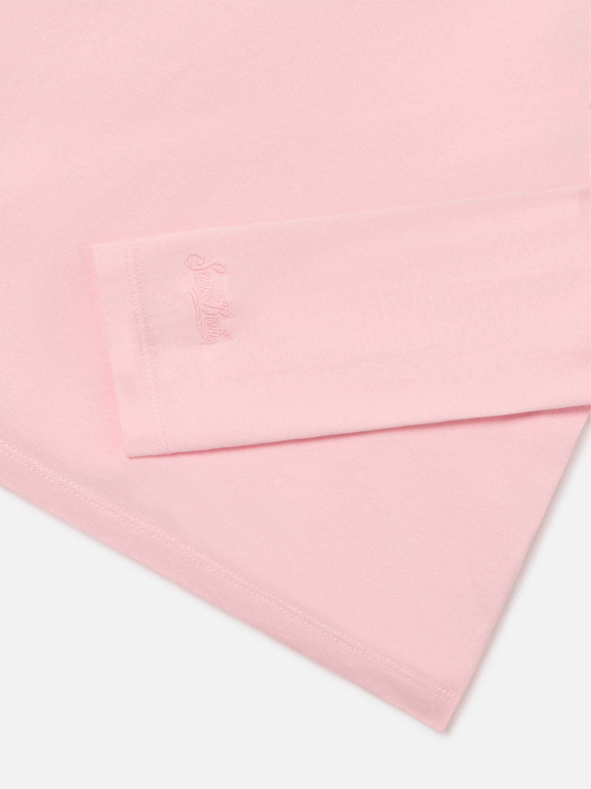 T-shirt Penny rosa a manica lunga in cotone con ricamo Bella E Monella