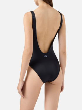 Perry scoopback one-piece swimsuit with logo tape