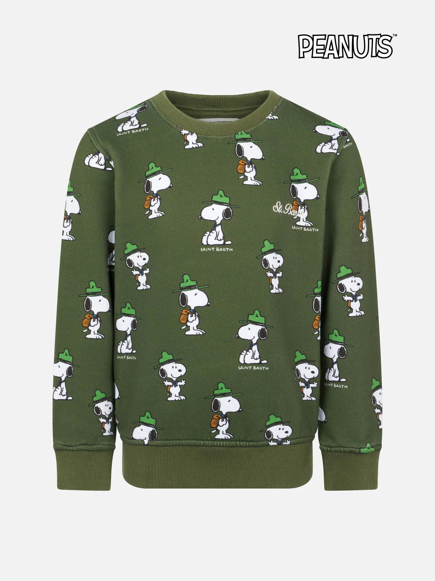 Grünes Jungen-Sweatshirt mit Rundhalsausschnitt und Snoopy-Aufdruck | SNOOPY PEANUTS™ SONDEREDITION